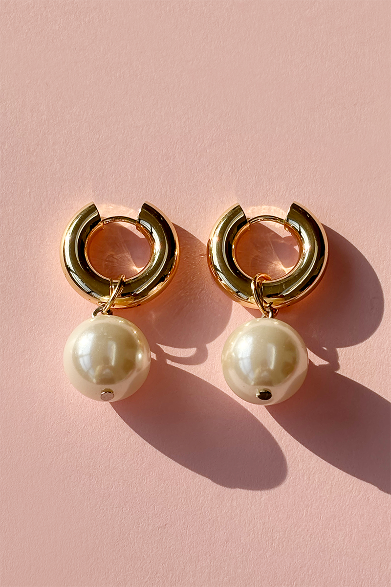 PL X RI - Faux pearl hoops