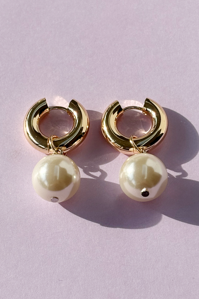 PL X RI - Faux pearl hoops