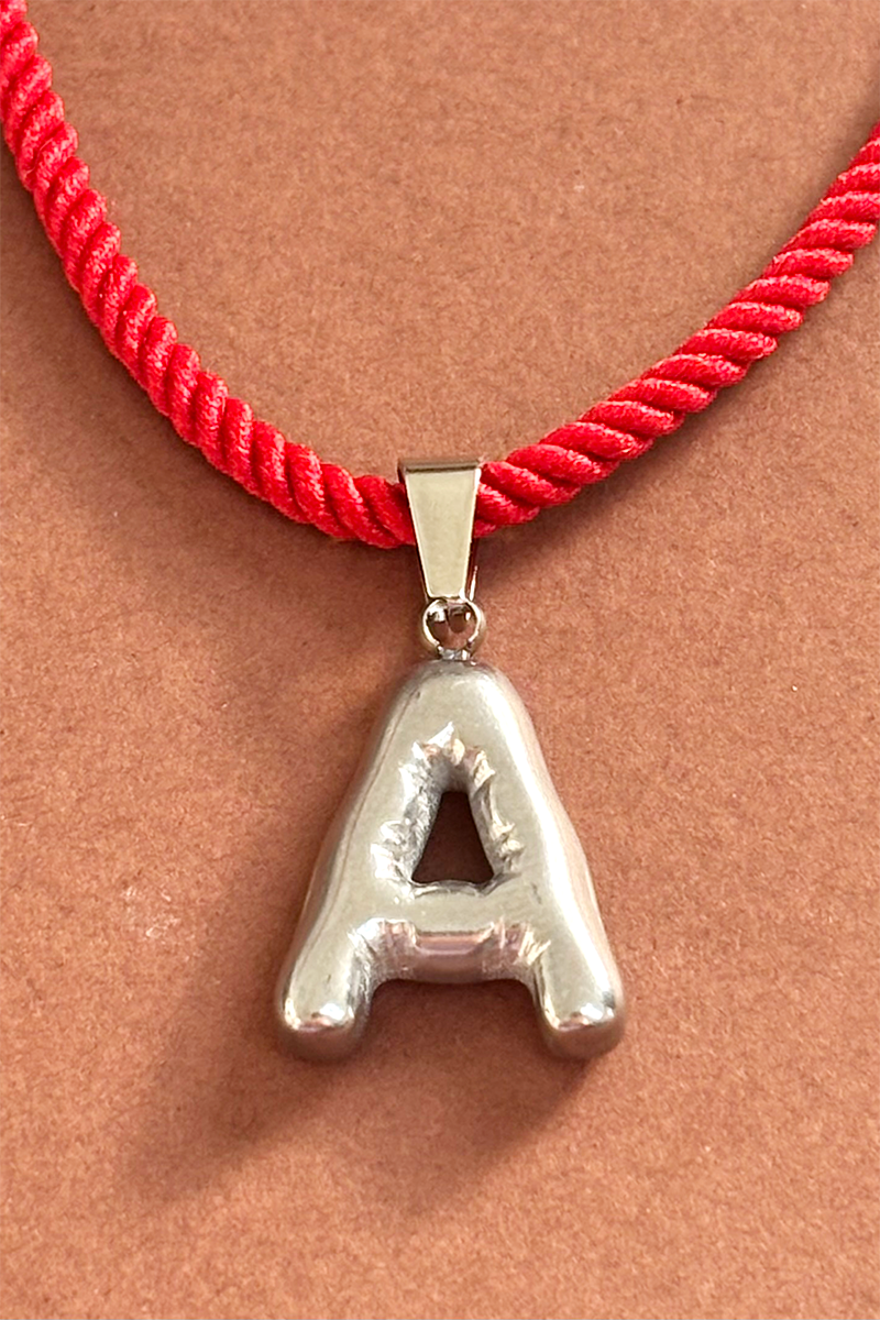 INITIAL ON A STRING - Silver - Red