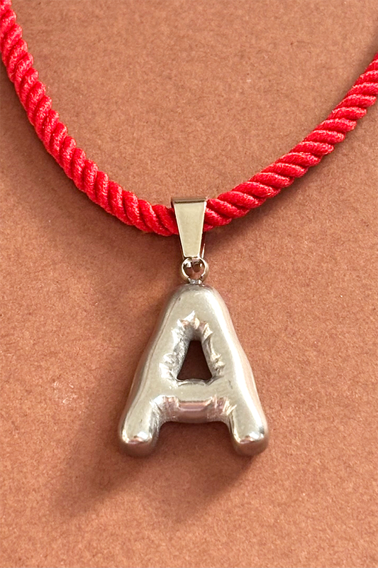 INITIAL ON A STRING - Silver - Red