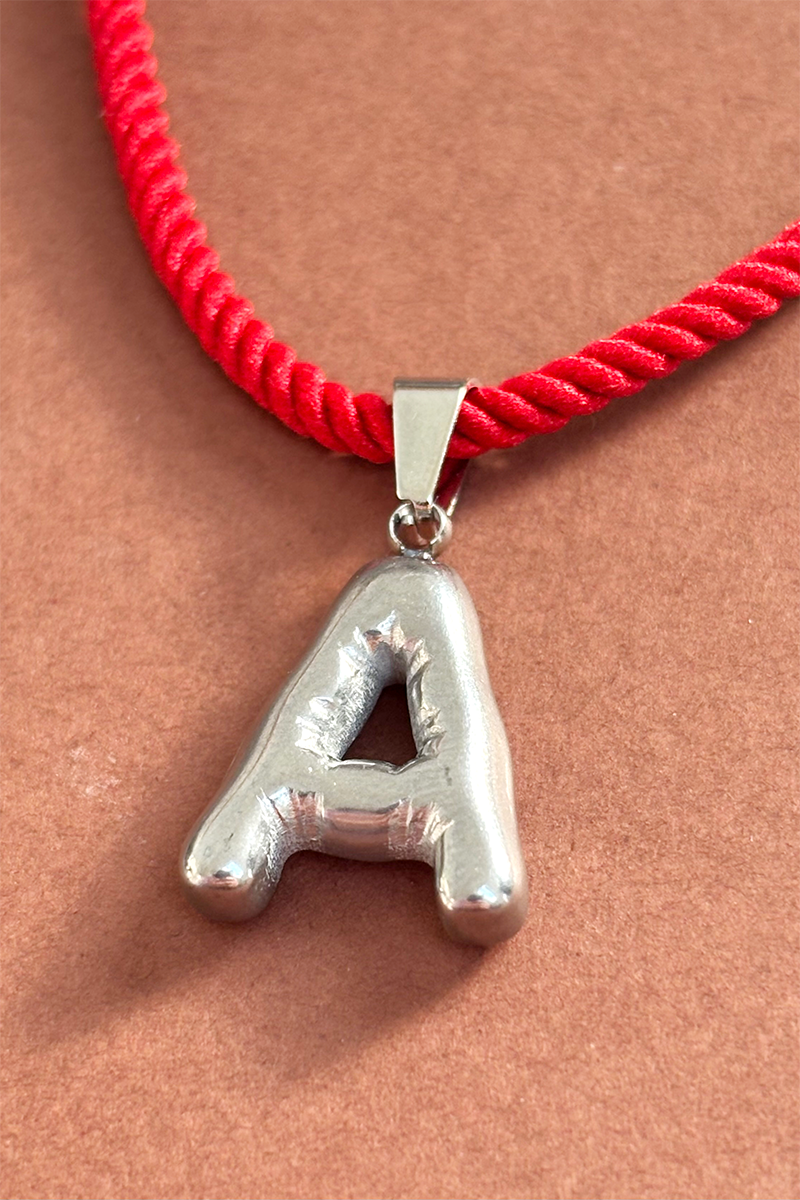 INITIAL ON A STRING - Silver - Red