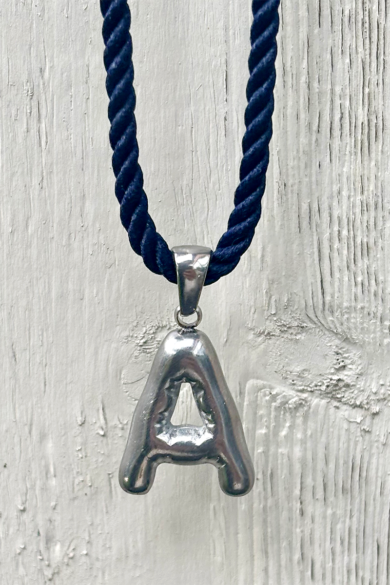 INITIAL ON A STRING - Silver - Navy